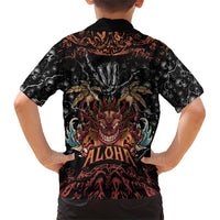 Aloha Halloween Family Matching Short Sleeve Bodycon Dress and Hawaiian Shirt Horror Tiki Heavy Metal Style LT05 - Polynesian Pride