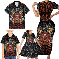 Aloha Halloween Family Matching Short Sleeve Bodycon Dress and Hawaiian Shirt Horror Tiki Heavy Metal Style LT05 - Polynesian Pride