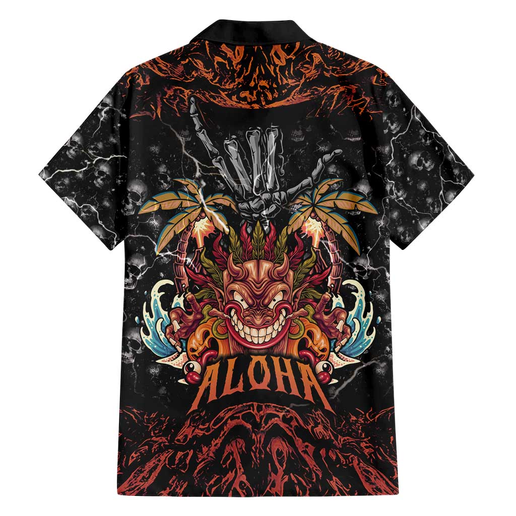 Aloha Halloween Family Matching Short Sleeve Bodycon Dress and Hawaiian Shirt Horror Tiki Heavy Metal Style LT05 - Polynesian Pride