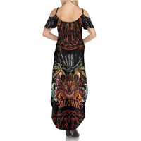 Aloha Halloween Family Matching Summer Maxi Dress and Hawaiian Shirt Horror Tiki Heavy Metal Style LT05 - Polynesian Pride