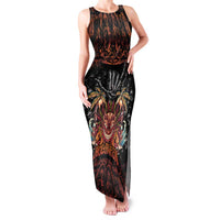 Aloha Halloween Family Matching Tank Maxi Dress and Hawaiian Shirt Horror Tiki Heavy Metal Style LT05 Mom's Dress Black - Polynesian Pride