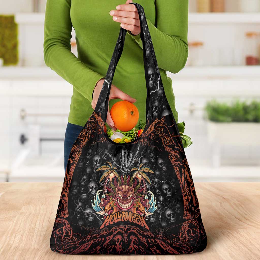 Aloha Halloween Grocery Bag Horror Tiki Heavy Metal Style - Polynesian Pride