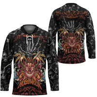 Aloha Halloween Hockey Jersey Horror Tiki Heavy Metal Style - Polynesian Pride