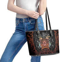 Aloha Halloween Leather Tote Bag Horror Tiki Heavy Metal Style - Polynesian Pride