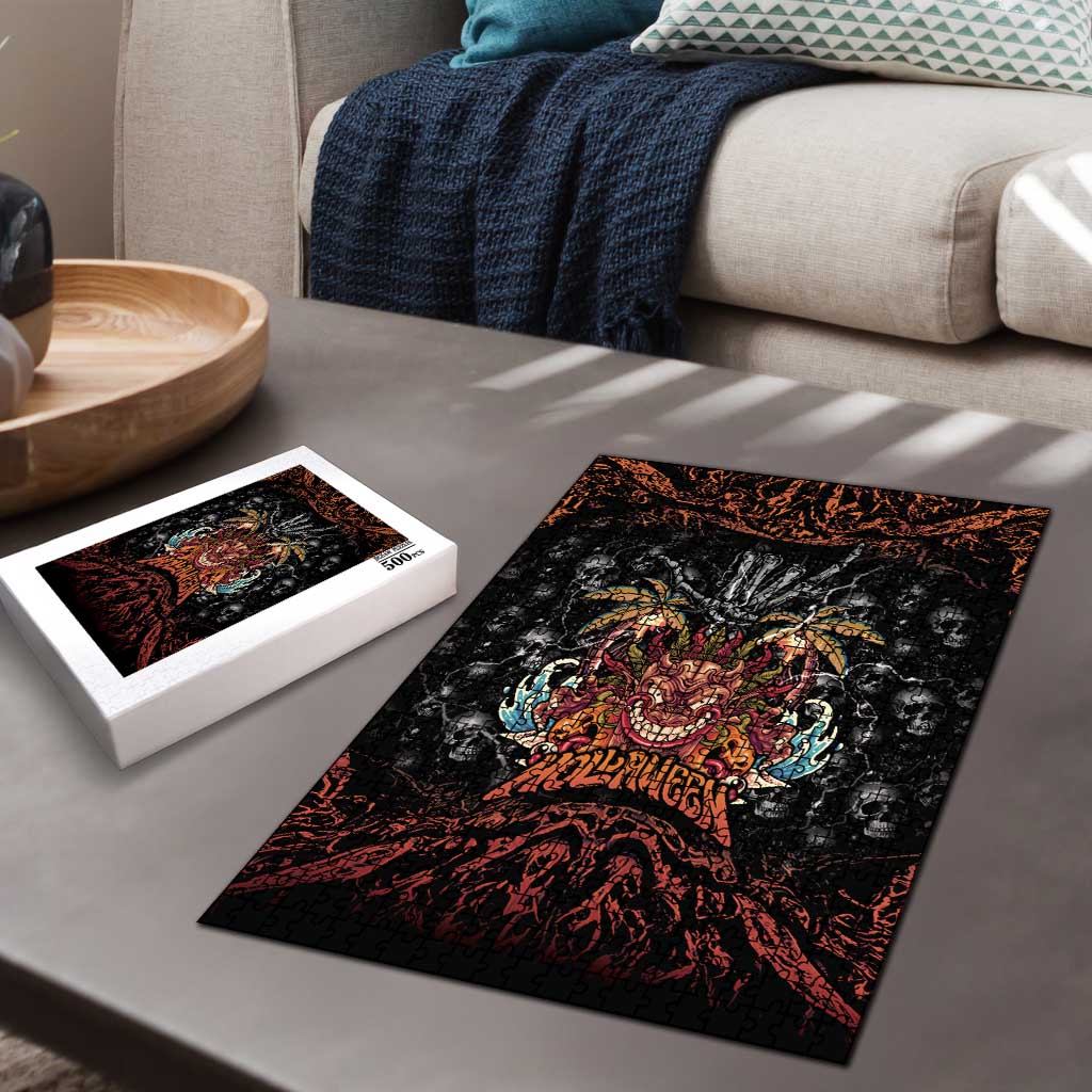 Aloha Halloween Puzzle Horror Tiki Heavy Metal Style - Polynesian Pride