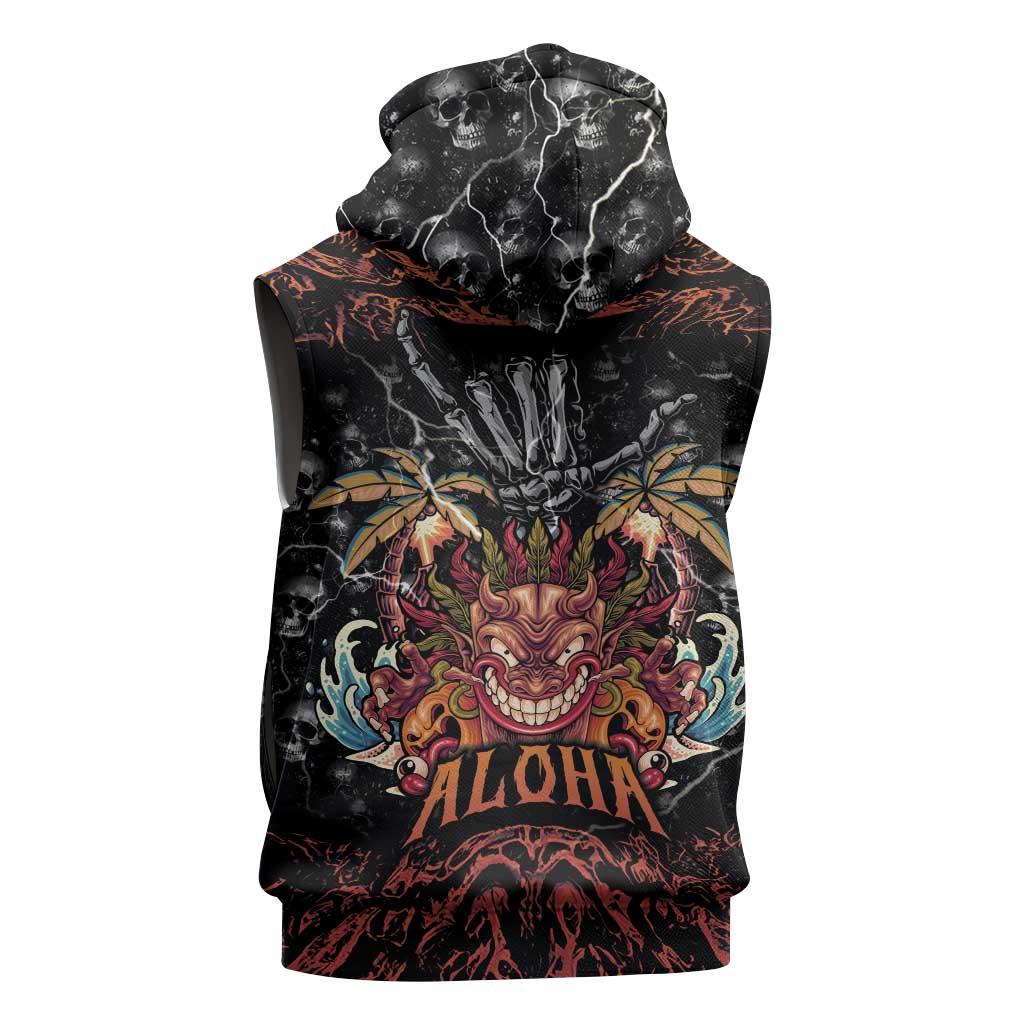 Aloha Halloween Sleeveless Hoodie Horror Tiki Heavy Metal Style LT05 - Polynesian Pride