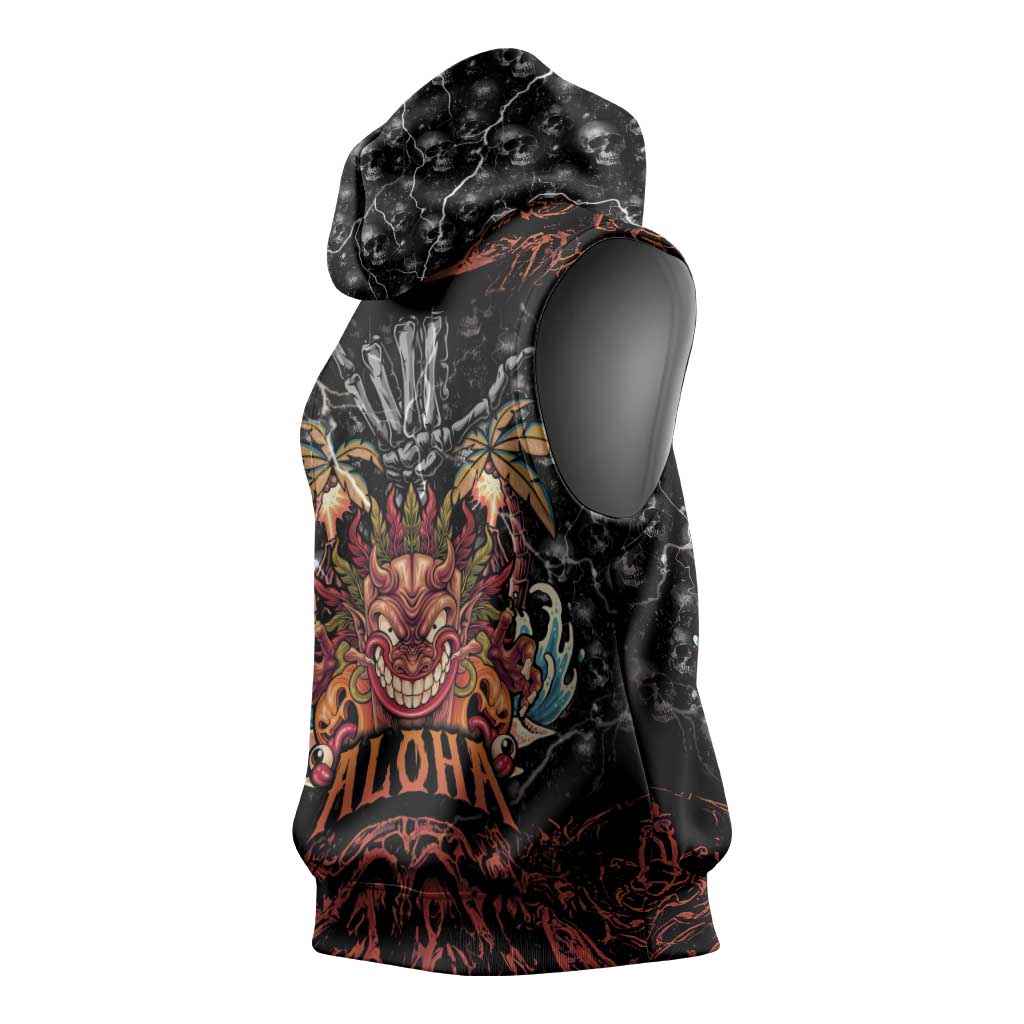 Aloha Halloween Sleeveless Hoodie Horror Tiki Heavy Metal Style LT05 - Polynesian Pride