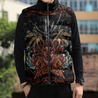 Aloha Halloween Sleeveless Puffer Jacket Horror Tiki Heavy Metal Style - Polynesian Pride