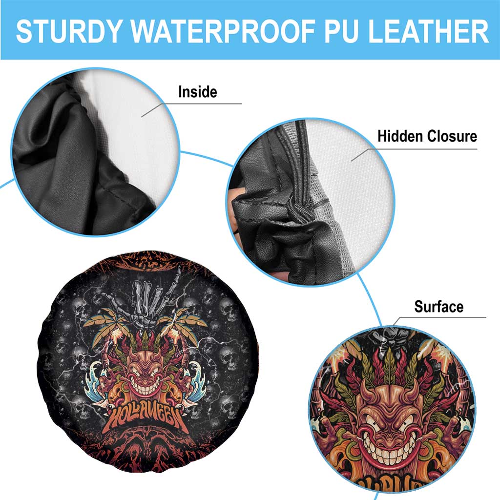 Aloha Halloween Spare Tire Cover Horror Tiki Heavy Metal Style - Polynesian Pride