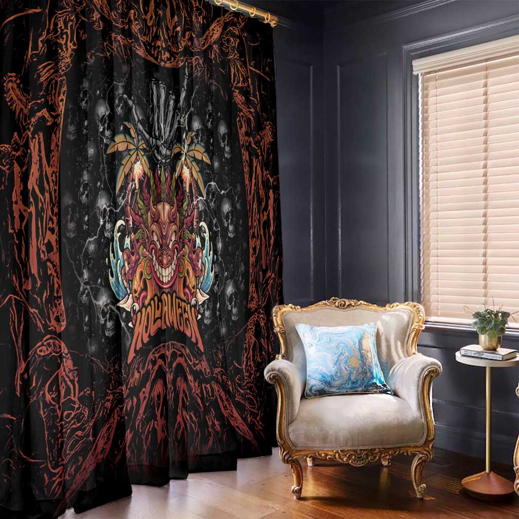 Aloha Halloween Window Curtain Horror Tiki Heavy Metal Style - Polynesian Pride