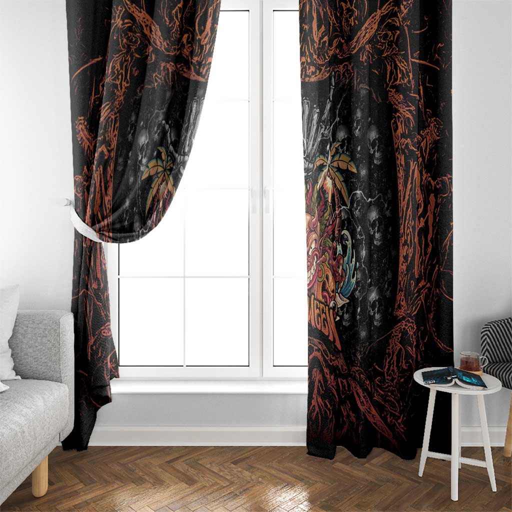 Aloha Halloween Window Curtain Horror Tiki Heavy Metal Style - Polynesian Pride