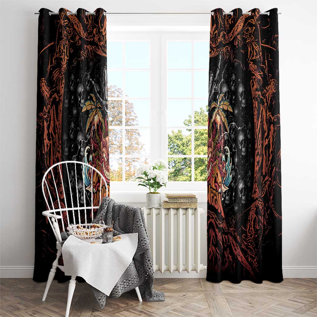 Aloha Halloween Window Curtain Horror Tiki Heavy Metal Style - Polynesian Pride