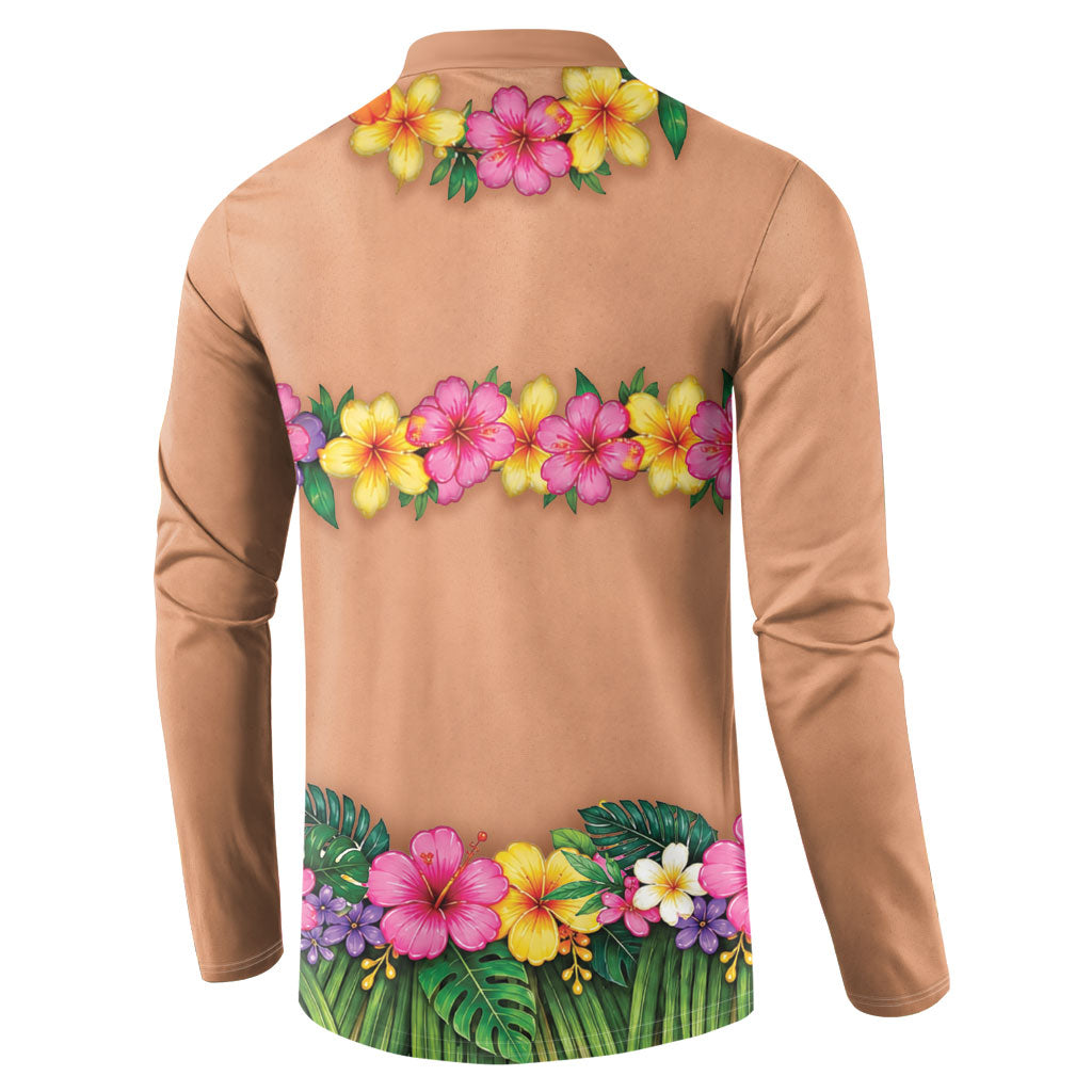 Hawaii Hula Costume Button Sweatshirt Coconut Bra Lei Flowers Grass Skirt LT05 - Polynesian Pride