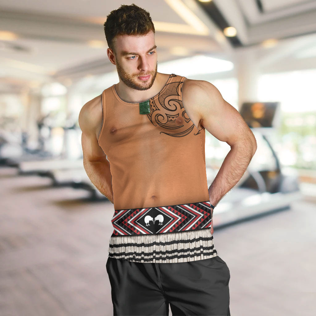 New Zealand Maori Tattoo Costume Men Tank Top LT05 Beige - Polynesian Pride