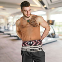 New Zealand Maori Tattoo Costume Men Tank Top LT05 Beige - Polynesian Pride
