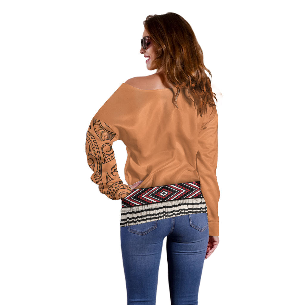 New Zealand Maori Tattoo Costume Off Shoulder Sweater LT05 - Polynesian Pride