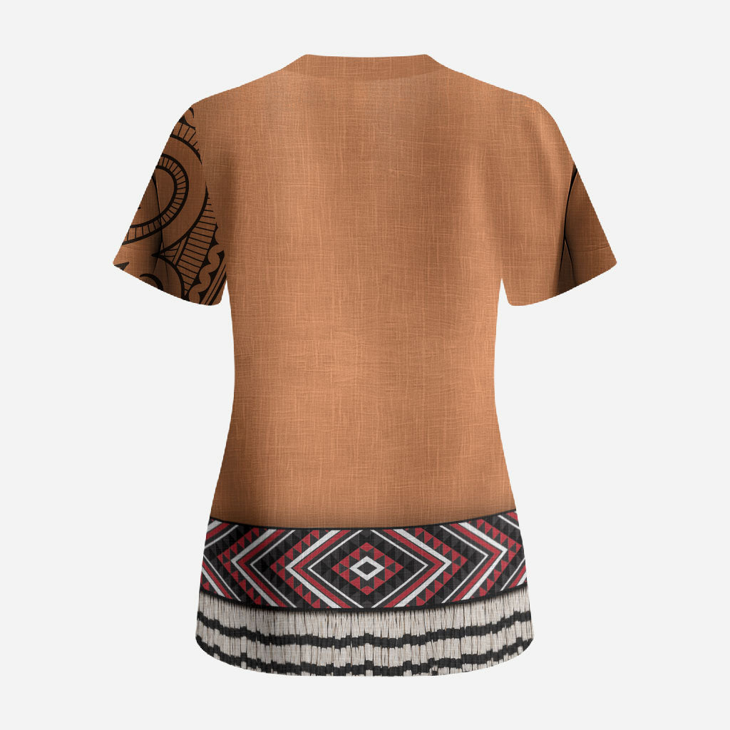 New Zealand Maori Tattoo Costume Scrub Top LT05 - Polynesian Pride