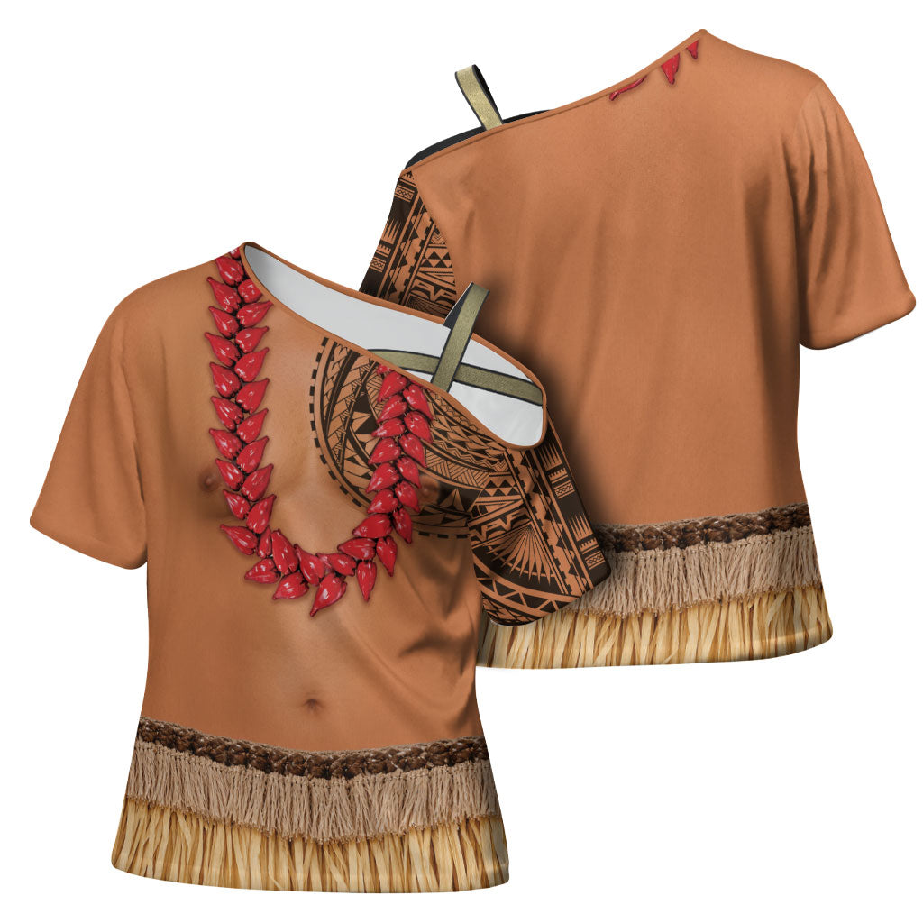 Samoa Tribal Tattoo Costume Cross Shoulder Shirt Ula Fala Necklace LT05 - Polynesian Pride