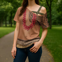 Samoa Tribal Tattoo Costume Cross Shoulder Shirt Ula Fala Necklace LT05 - Polynesian Pride