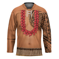 Samoa Tribal Tattoo Costume Hockey Jersey Ula Fala Necklace LT05 Unisex Beige - Polynesian Pride
