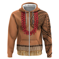 Samoa Tribal Tattoo Costume Hoodie Ula Fala Necklace LT05 Zip Hoodie Beige - Polynesian Pride