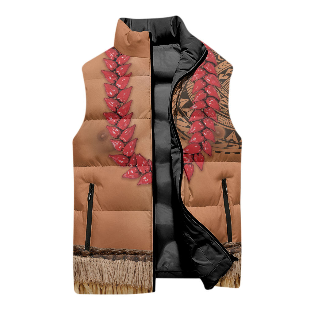 Samoa Tribal Tattoo Costume Sleeveless Puffer Jacket Ula Fala Necklace LT05 - Polynesian Pride