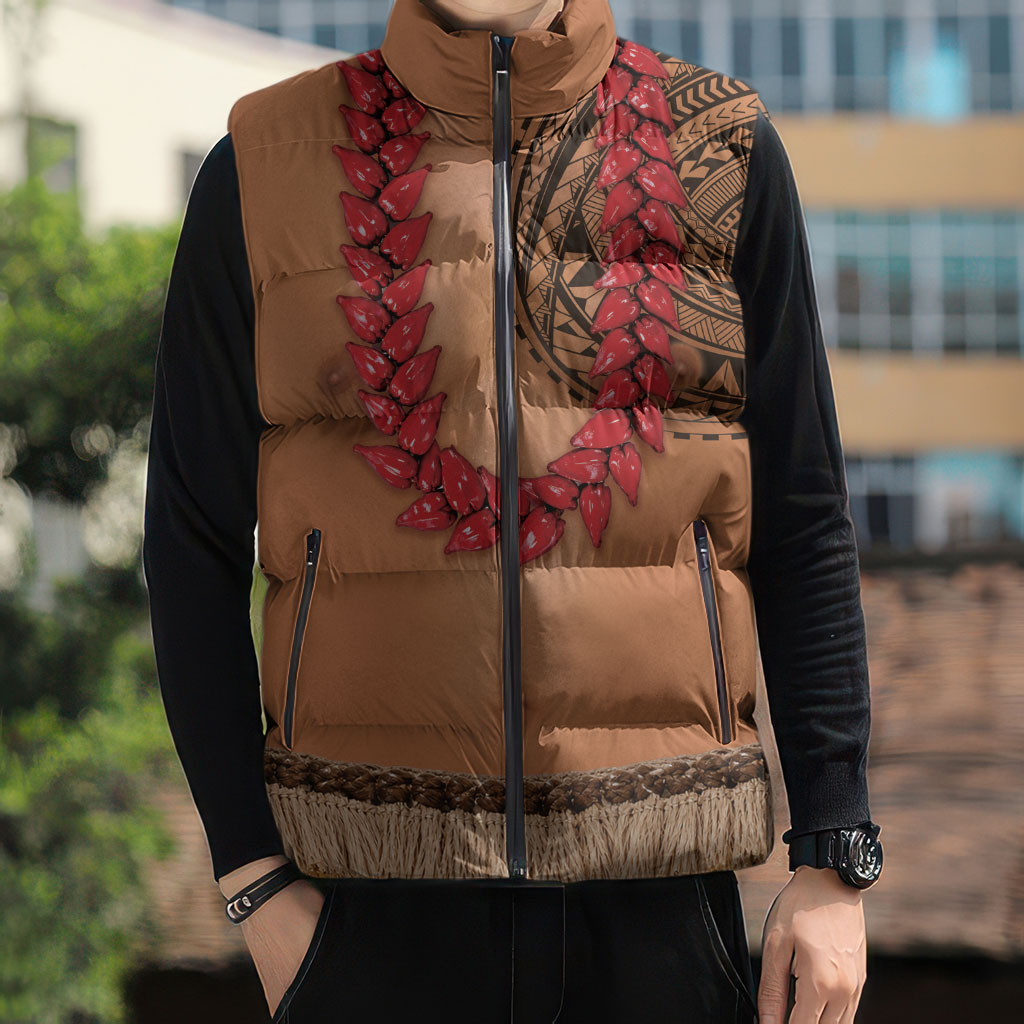 Samoa Tribal Tattoo Costume Sleeveless Puffer Jacket Ula Fala Necklace LT05 - Polynesian Pride