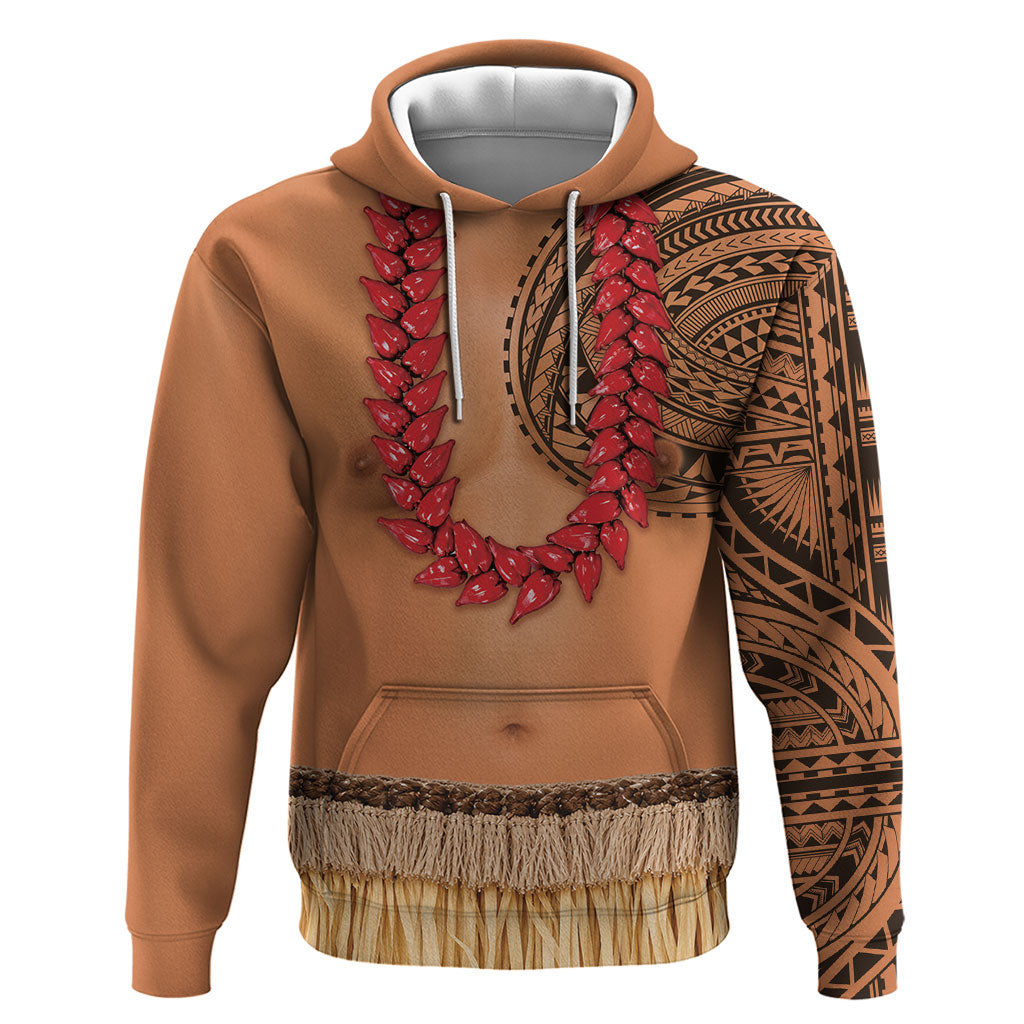 Samoa Tribal Tattoo Costume Zip Hoodie Ula Fala Necklace LT05 Pullover Hoodie Beige - Polynesian Pride