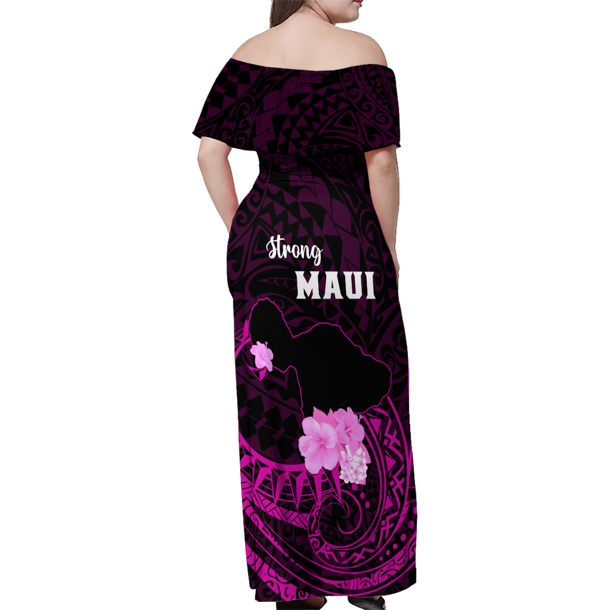 Hawaii Strong Maui Family Matching Off Shoulder Maxi Dress and Hawaiian Shirt Lahaina Is Not For Sale LT05 - Polynesian Pride