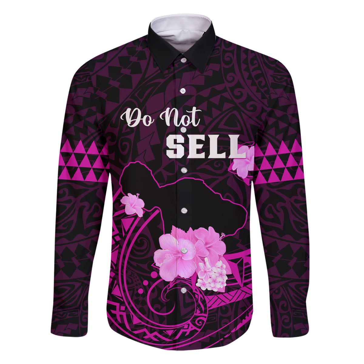 Hawaii Strong Maui Family Matching Off Shoulder Short Dress and Hawaiian Shirt Lahaina Is Not For Sale LT05 Dad's Shirt - Long Sleeve Pink - Polynesian Pride