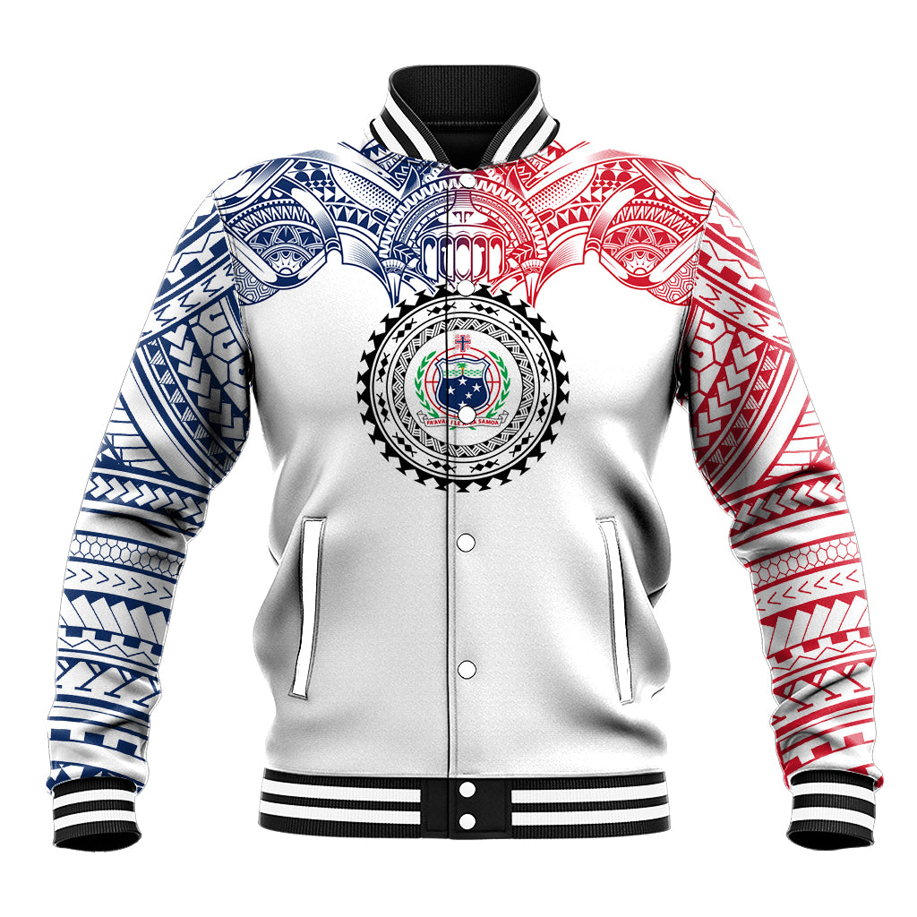 Samoa Black Saturday Baseball Jacket Polynesian Tribal Simple Style LT05 Unisex White - Polynesian Pride