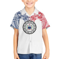 Samoa Black Saturday Family Matching Off Shoulder Maxi Dress and Hawaiian Shirt Polynesian Tribal Simple Style LT05 Son's Shirt White - Polynesian Pride