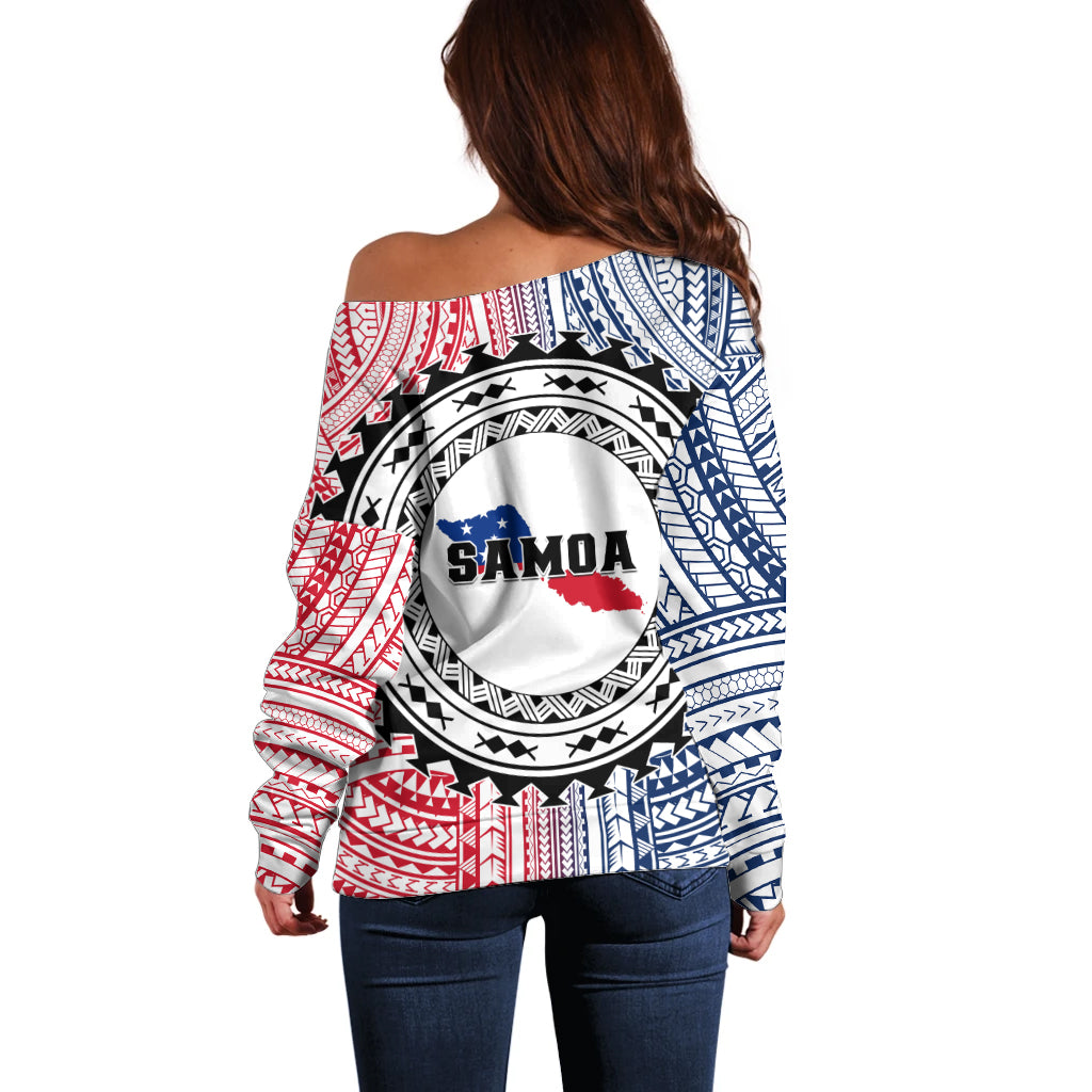Samoa Black Saturday Off Shoulder Sweater Polynesian Tribal Simple Style LT05 - Polynesian Pride
