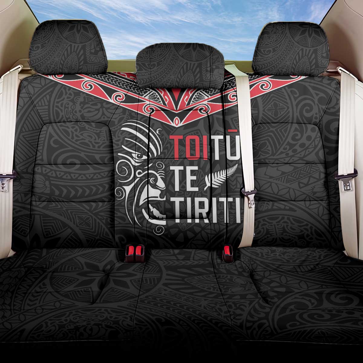 Aotearoa Toitu Te Tiriti Back Car Seat Cover New Zealand Honour The Treaty LT05 One Size Black - Polynesian Pride