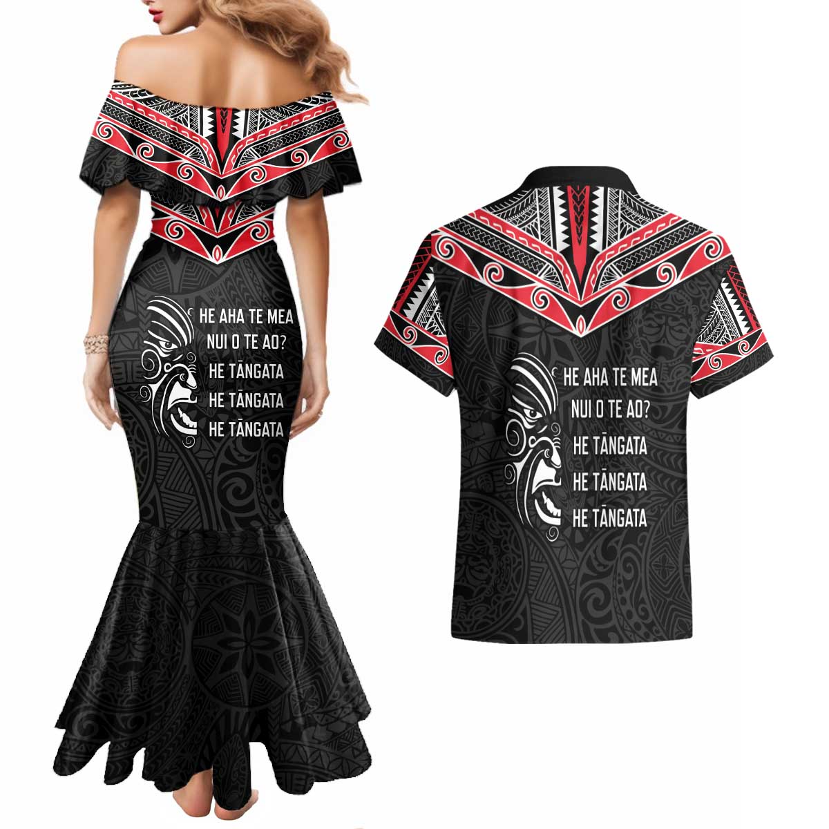 Aotearoa Toitu Te Tiriti Couples Matching Mermaid Dress and Hawaiian Shirt New Zealand Honour The Treaty LT05 - Polynesian Pride