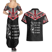 Aotearoa Toitu Te Tiriti Couples Matching Summer Maxi Dress and Hawaiian Shirt New Zealand Honour The Treaty