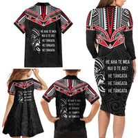 Aotearoa Toitu Te Tiriti Family Matching Long Sleeve Bodycon Dress and Hawaiian Shirt New Zealand Honour The Treaty LT05 - Polynesian Pride