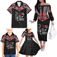 Aotearoa Toitu Te Tiriti Family Matching Off The Shoulder Long Sleeve Dress and Hawaiian Shirt New Zealand Honour The Treaty LT05 - Polynesian Pride