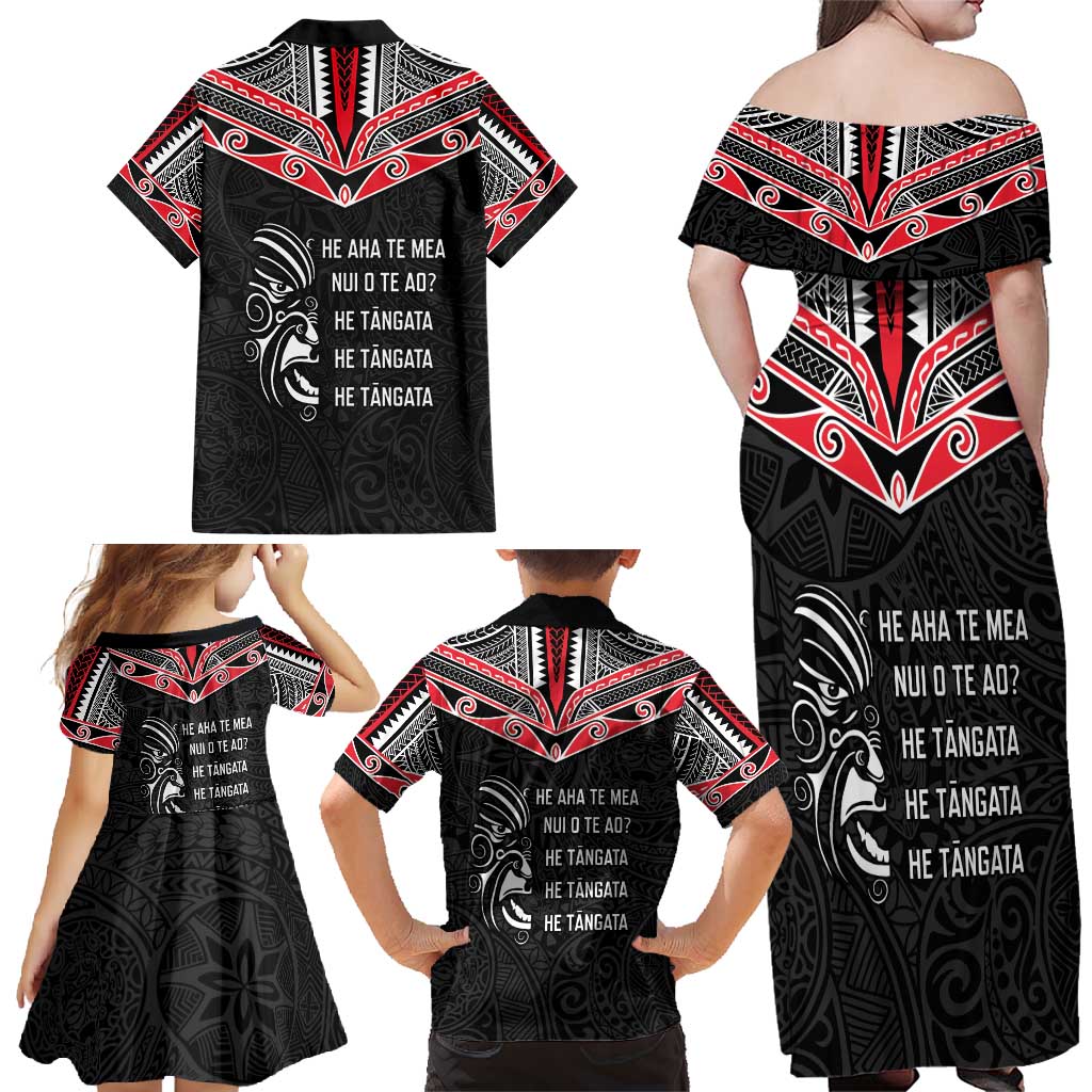 Aotearoa Toitu Te Tiriti Family Matching Off Shoulder Maxi Dress and Hawaiian Shirt New Zealand Honour The Treaty LT05 - Polynesian Pride