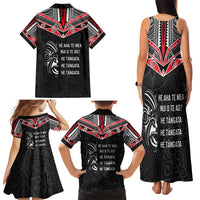 Aotearoa Toitu Te Tiriti Family Matching Tank Maxi Dress and Hawaiian Shirt New Zealand Honour The Treaty LT05 - Polynesian Pride