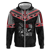 Aotearoa Toitu Te Tiriti Hoodie New Zealand Honour The Treaty LT05 Zip Hoodie Black - Polynesian Pride