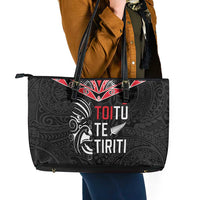 Aotearoa Toitu Te Tiriti Leather Tote Bag New Zealand Honour The Treaty LT05 - Polynesian Pride