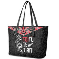 Aotearoa Toitu Te Tiriti Leather Tote Bag New Zealand Honour The Treaty LT05 - Polynesian Pride