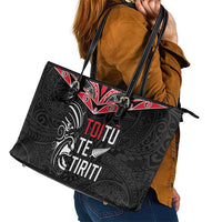 Aotearoa Toitu Te Tiriti Leather Tote Bag New Zealand Honour The Treaty LT05 - Polynesian Pride