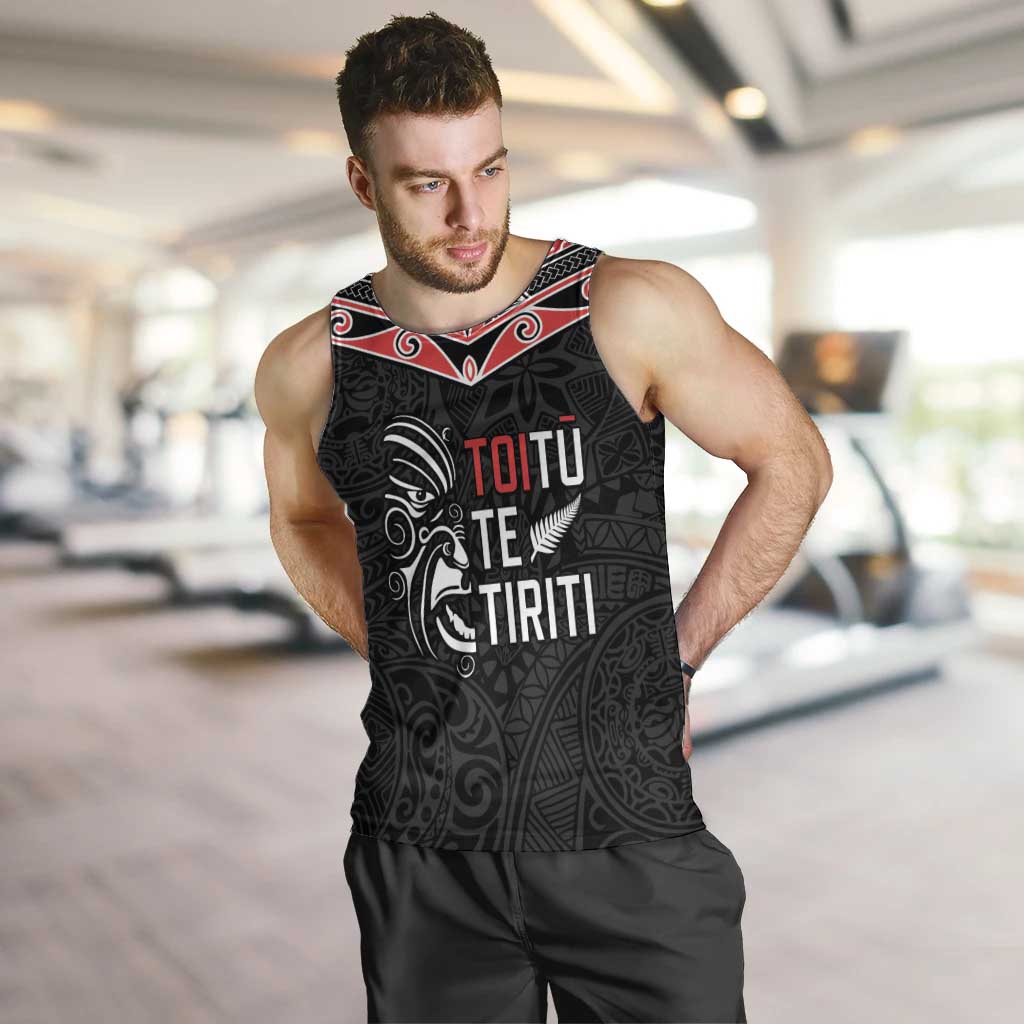 Aotearoa Toitu Te Tiriti Men Tank Top New Zealand Honour The Treaty LT05 Black - Polynesian Pride