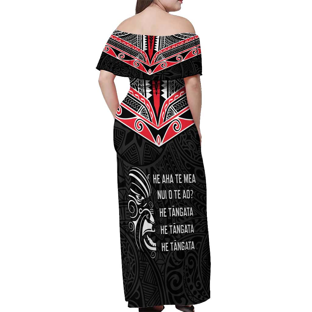 Aotearoa Toitu Te Tiriti Off Shoulder Maxi Dress New Zealand Honour The Treaty LT05 - Polynesian Pride