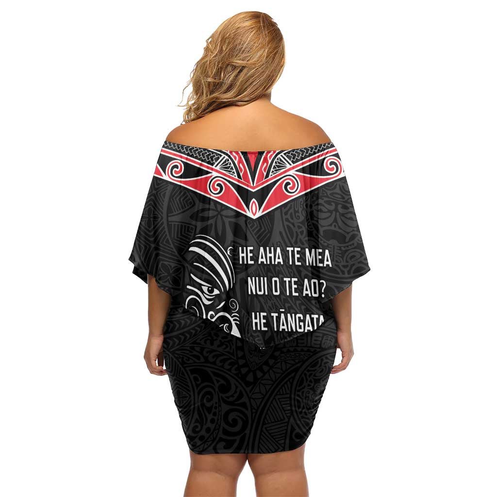 Aotearoa Toitu Te Tiriti Off Shoulder Short Dress New Zealand Honour The Treaty LT05 - Polynesian Pride