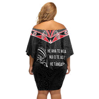 Aotearoa Toitu Te Tiriti Off Shoulder Short Dress New Zealand Honour The Treaty LT05 - Polynesian Pride
