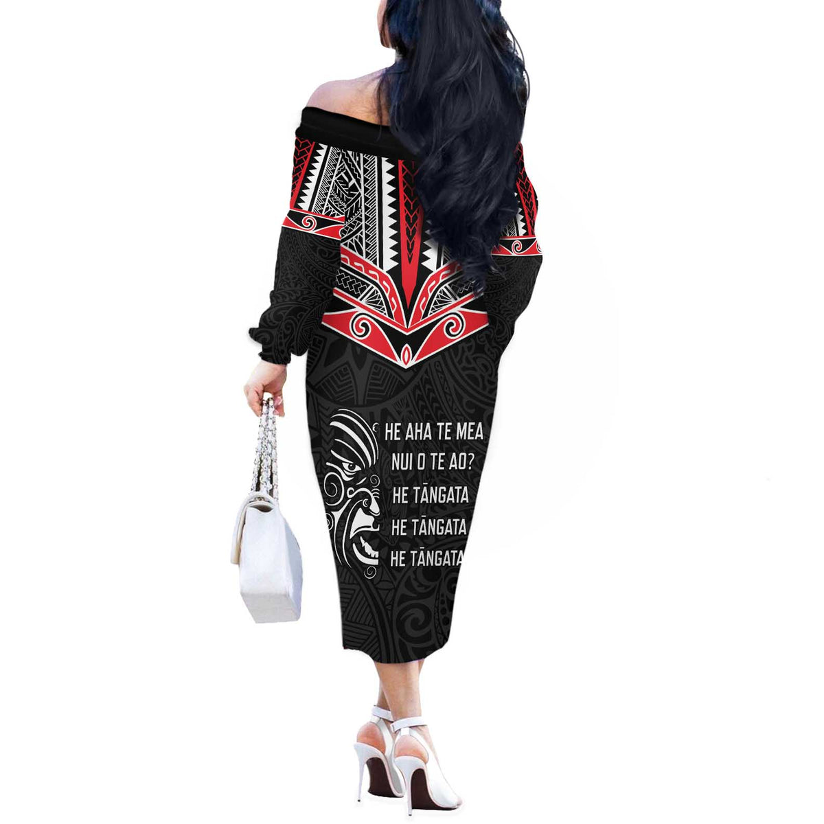 Aotearoa Toitu Te Tiriti Off The Shoulder Long Sleeve Dress New Zealand Honour The Treaty LT05 - Polynesian Pride