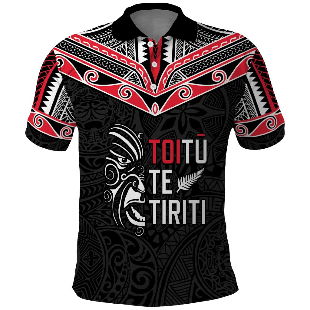 Aotearoa Toitu Te Tiriti Polo Shirt New Zealand Honour The Treaty LT05 Black - Polynesian Pride